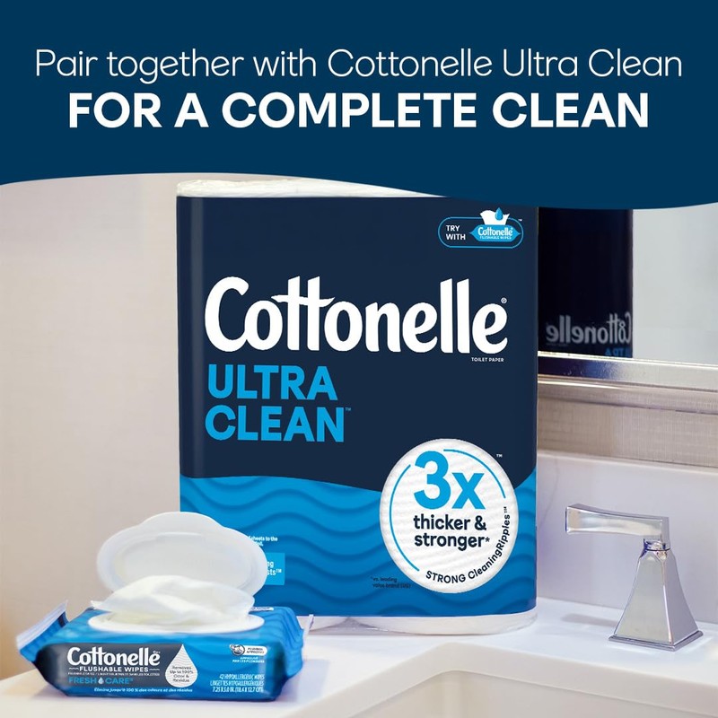 Cottonelle XL Flushable Wet Wipes, Adult Wipes Large, 2 Flip-Top