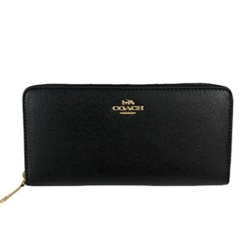 Unisex Coach Leather Long Wallet, Black, Black