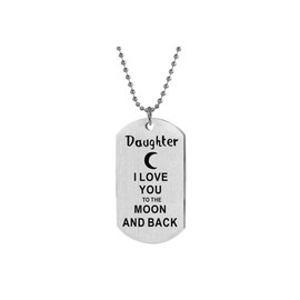 SBI Jewelry Women Love Daughter Dog Tag Necklace Pendant I Love You To The Moon And Back Birthday, Stainless Steel, Women Sister Granddaughter Birthday Family Anniversary Mothers Day