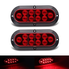 TMH 6" Oval Red LED Trailer Tail Light Surface Mount 10 LED Waterproof Stop Brake Turn Trailer Lights for Truck RV Bus Lorry Low-High Brightness 12V DC, 2PCS