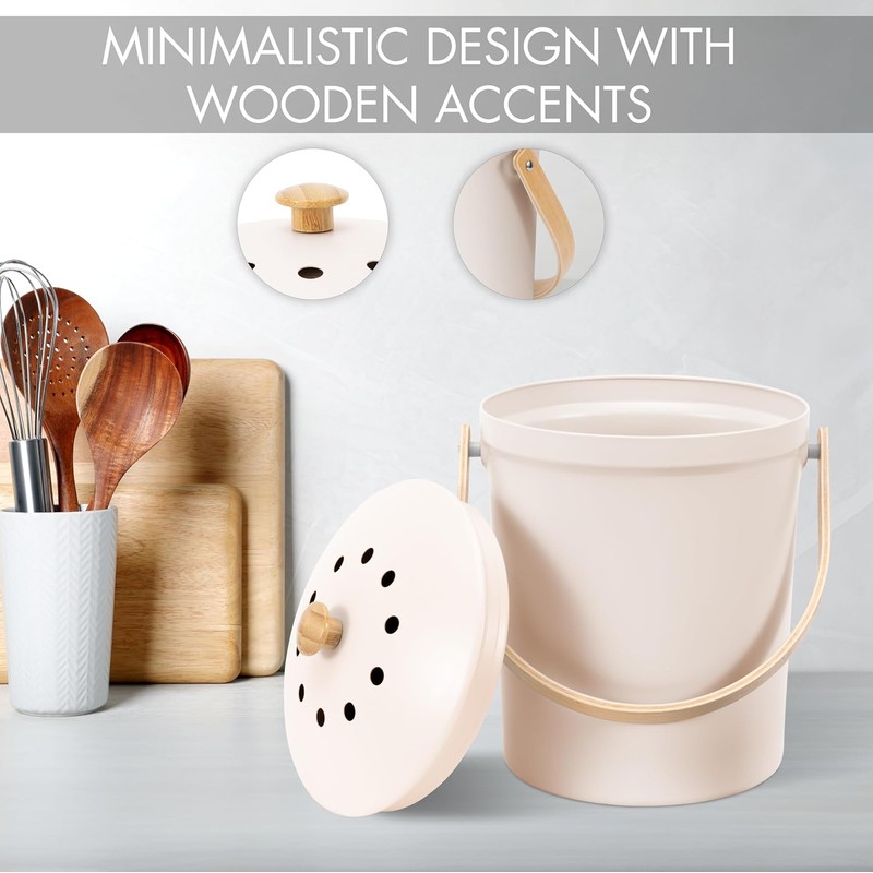 Beautiful Kitchen Compost Bin with Smell Proof Lid - Rust