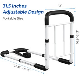 Bed Rails for Elderly Adults Safety, 350 LB Capacity, Model BS06 | ASTM Approved, Bed Cane with Non-Slip Ergonomic Handle & Storage Bag, Tool-Free, Adjustable Bed Railings for Seniors