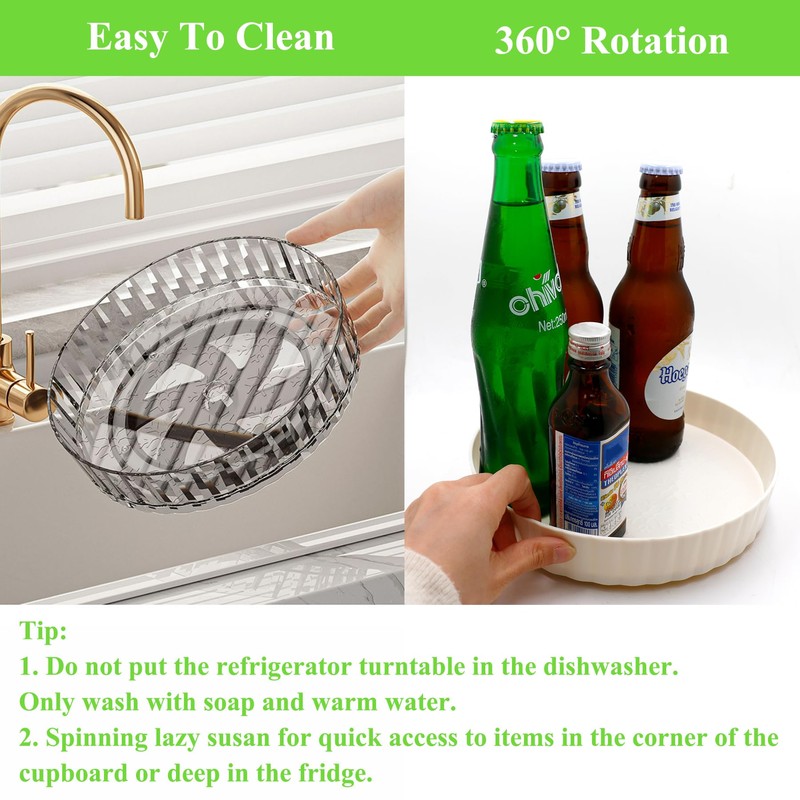 Turntable Organiser, 21 cm Diameter Fridge Rotating Plate, 360° Rotating