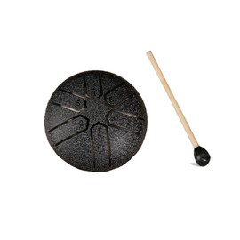 1Pcs 3 Inch 6 Notes Hand Drums Black Rain Drum for Outside Steel Chime Mini Handpan Sound Healing Instruments Musical Education Outdoor Drums Set Garden Chime Chimes (Black)
