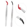 Operitacx 2Pcs Stainless Steel Curved Bent Tip Tweezers with Tips