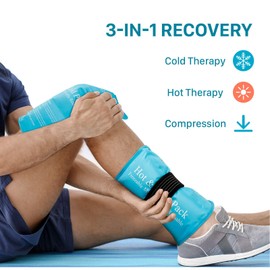 Comfytemp Large Gel Ice Pack for Injuries, 10.5"x14.5" Reusable Cold Pack with Strap for Shoulder, Knee, Ankle, Hip, Back Pain Relief, Hot and Cold Compression Therapy for Sprains, Swelling, Bruises
