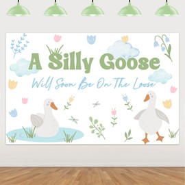 Goose 1st Birthday Decoration Backdrop, A Silly Goose Will Soon Be On The Loose Backdrop Farm Animal Theme 1st Birthday Decor for A Silly Goose Will Soon Arrive Baby Shower First Bday Supplies