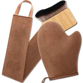 3 in 1 Self Tanning Mitt and Brush Fake Tan Mitt Glove Tanning Brush for Body and Face Fake Tan Brushes Lotion Applicator for Back Tanner Applicator Back Tanning Mitts for Lotion Cream