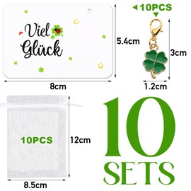 BOOMTOP 10 Key Rings Lucky Charm New Year's Eve Decorative Clover Mushroom Pendant Good Luck Small Lucky Charm Lucky Clover Mushrooms Christmas Wedding Favours Farewell Christening Thank You Gifts,