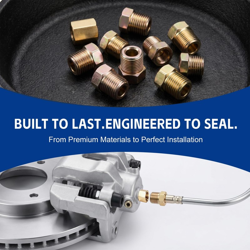 45Pcs Brake Line Fittings Kit, 3/16" Inverted Flare Nuts and