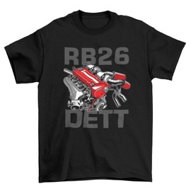 GTR Skyline R32 R33 R34 R35 Import Japanese Racing T-Shirt | Large - RB26 DETT Engine