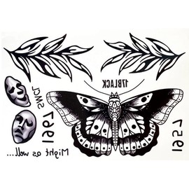 4 Sheets Temporary Skull Tattoo Moth Tattoo Ship Tattoo Anchor Tattoo Old School Tattoo CP4 VV2