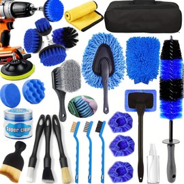 26Pcs Car Detailing Kit, Car Detailing Brush Set, Auto Detailing Drill Brush Set, Car Detailing Brushes, Car Wash Kit, Car Accessories For Men, Car Cleaning Tools Kit for Interior, Exterior, Wheels