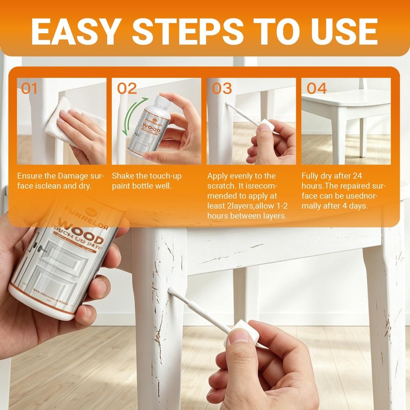 White Wood Touch Up Paint Pen 2.5oz /50ml Cabinets Furniture