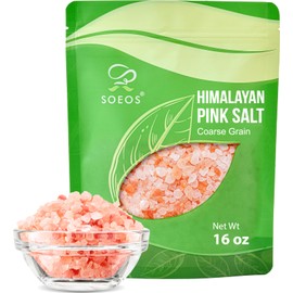 Soeos Coarse Pink Salt, Coarse Grain, 16 oz, Kosher Salt for Grinder Refill