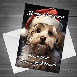 RED OCEAN Christmas Card From Dog Cockapoo Funny Dog Greetings Card Cockapoo Christmas Card For Mum Dad Dog Christmas Cards
