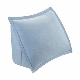 Vellux Heathered Jersey Knit Wedge Pillow (20" x15”x8”) Bed Reading Pillows - Ultra-Soft & Cozy T-Shirt- Throw Pillow with Pocket - Back Rest for Back Support - for Sitting in Bed (Blue)