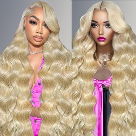 WAQI 30 Inch 613 13x6 Lace Front Wig Human Hair 200 Density Blonde Wig Human Hair Body Wave Lace Front Wigs Human Hair Pre Plucked 613 HD Lace Frontal Wig 13x6 Blonde Wigs For Women Natural Hairline