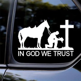 2PC 5.91"x3.94" Cowboy Prayer and Cross Vinyl Decal, in GOD WE Trust Adhesive Sticker for Cars, Trucks, Motorcycles, Laptops, Windows, Glass, Walls - Indoor & Outdoor Use | BZ03