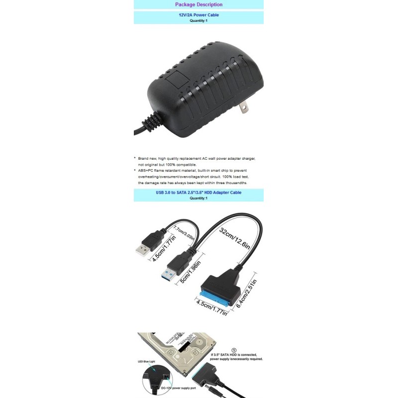 Universal USB 3.0 to SATA III Hard Drive Adapter for