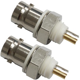 Lightning Parts, BNC Connector, BNC-J, Female, Circular Seat, Insulated, Coaxial Connector, Includes Fixing Nut, Pack of 2