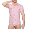 Landofgenie Mens Onesie Short Sleeve Bodysuit Print Rompers One Piece