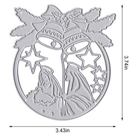LANGFON Christmas Jesus Cutting Die Xmas Nativity Christian Die Cuts for Card Making Holiday Christmas Bell Die Cut for Decoupage DIY Scrapbooking Album Card Craft Christmas Decor Embossing Stencil