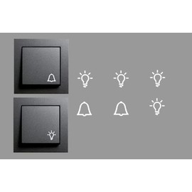 Switch Sticker Set with 4 Lights and 2 Bells Stickers in White Universal Smart Home Switch Sticker (RP29/2) (10mm)
