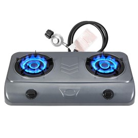 Dr.Camp 35000 BTU 2 Burner Propane Gas Stove Cooktop Outdoor Camping Stove Portable Double Burner for BBQ Boiling Frying Cooking Estufa de Gas Portátil Fogón de Gas