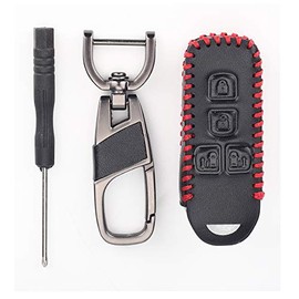 BKY Leather Smart Key Case for Honda NBOX New N-Box Custom N-VAN JF1 JF2 JF3 JF4 Key Cover (Black)