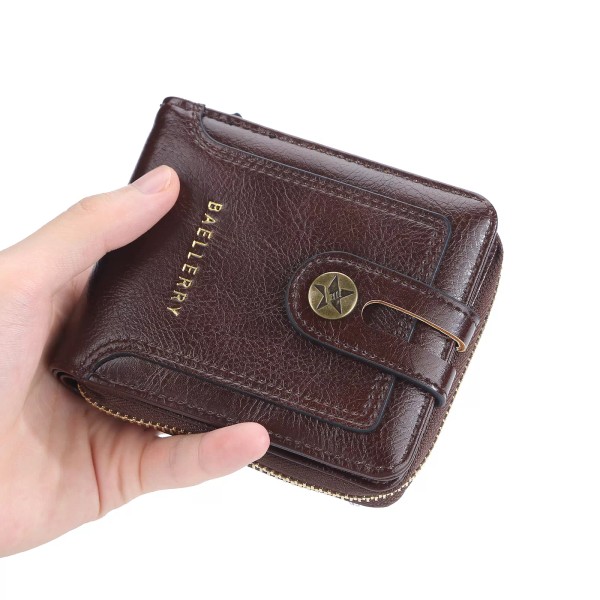 Unbranded Mens Retro Wallet with Zipper Leather Bifold Purse ID