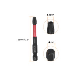 HARFINGTON 2pcs Impact Tough Torx Drill Bit T27 2.6" Length 1/4" Hex Shank S2 Steel Magnetic Insert Star 6 Point Head Screwdriver Bits