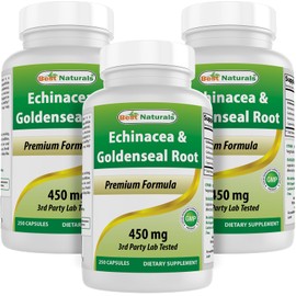 Best Naturals Echinacea Goldenseal 450 mg 250 Capsules (Pack of 3)