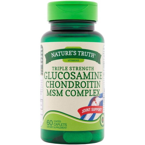 Nature's Truth Triple Strength Glucosamine Chondroitin MSM Complex Dietary Supplement - 60 Coated Caplets, Pack of 2