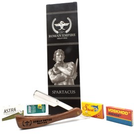 Roman Empire Shaving® Razor Spartacus Set with 20 Razor Blades de Rasage Astra, Derby, Shark, Voskhod