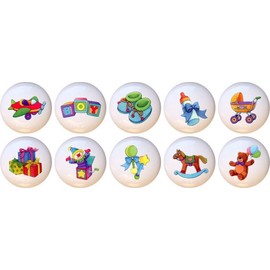 Baby Boy Stuff Nursery - 1.5" DECORATIVE Glossy Ceramic Dresser Drawer PULLS Cabinet Cupboard KNOBS (set of all 10)