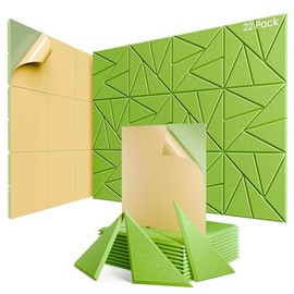 22 pack Acoustic Panels With Self-Adhesive, 12"X 12"X 0.4"Sound Proof Foam Panels, Sound Panels High Density, Soundproof Wall Panels for Home Studio Office Avocado