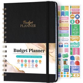 Poluma Medium Black Budget Planner 12 Month Money Management Organizer Undated