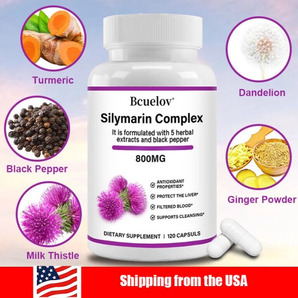 Bcuelov Silymarin Complex Antioxidant Properties Protect The Liver Cleansing 120Capsules