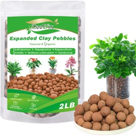 ZeeDix 2LBS Expanded Clay Pebbles for Plants, 4mm-16mm Leca for Plants Clay Aggregate Grow Media, Natural Organic Clay Balls for Hydroponic, Gardening, Orchids, Decoration, Aquaponics