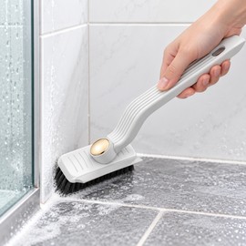 360° Rotating Grout Cleaning Brush with Scraper – Hard Bristle Tile & Gap Scrubber for Bathroom and Kitchen