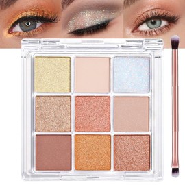 Paleta de Sombras de Ojos de 9 Colores - Kit de Maquillaje Mate y Brillo                                                                              