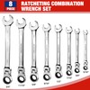 WORKPRO 8-piece Flex-Head Ratcheting Combination Wrench Set, SAE 5/16-3/4 in,