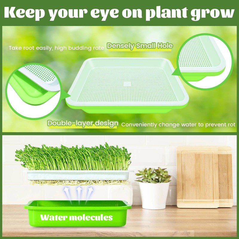 Legigo 5 Pack Seed Sprouter Trays- Soil-Free Cultivation Germination Tray,