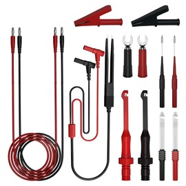 CZJZDZ 13pcs 4mm Banana PlugTest Leads Kit Digital Electrical Test Probes Set Fully Insulated Alligator Clips Test Tweezer Wire-Piercing Back Probe Pin 0079