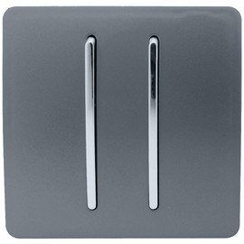 Trendi 2 Gang 1 Way Artistic Modern Glossy 10 Amp Rocker Tactile Light Switch