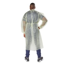 McKesson Disposable Polypropylene Protective Procedure Gown Yellow One Size Fits Most 10 per Bag