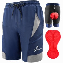 Sportneer Men's MTB Shorts MTB Men Padded Cycling Shorts for Men 3D Padded Mountain Bike Cycling Shorts Mountain Bike Cycling Sports for Outdoor Cycling, blue