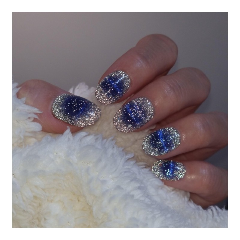 Blue Pop Magnet Handmade Nail Tips - Stiletto / 블루팝