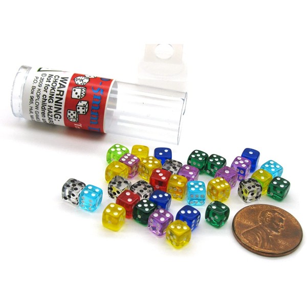 Tiny Dice: Deluxe Transparent: 30pc Assorted Colours